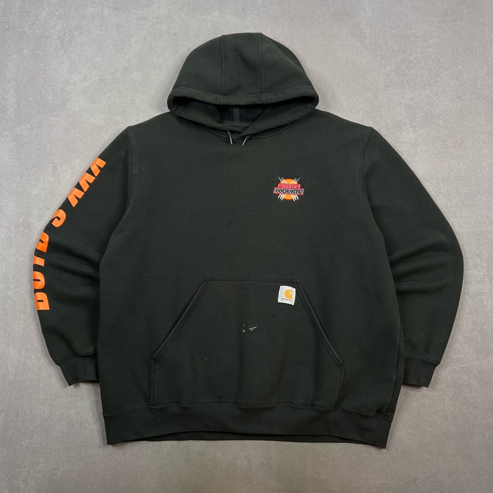Carhartt Black and Orange Pullover Hoodie with Logo